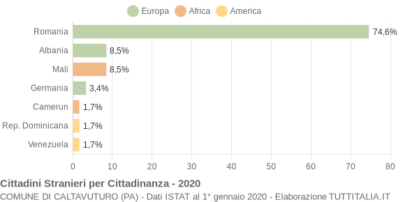 Grafico cittadinanza stranieri - Caltavuturo 2020