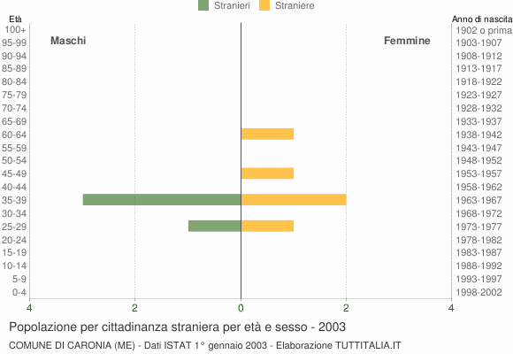 Grafico cittadini stranieri - Caronia 2003