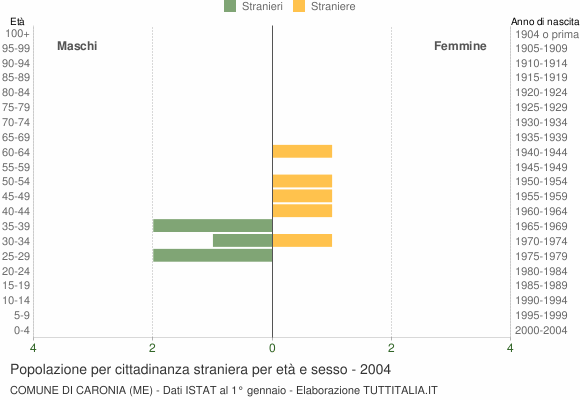 Grafico cittadini stranieri - Caronia 2004