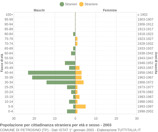 Grafico cittadini stranieri - Petrosino 2003