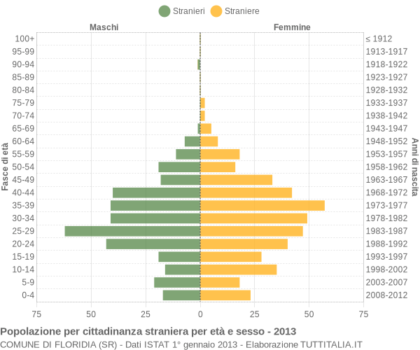 Grafico cittadini stranieri - Floridia 2013