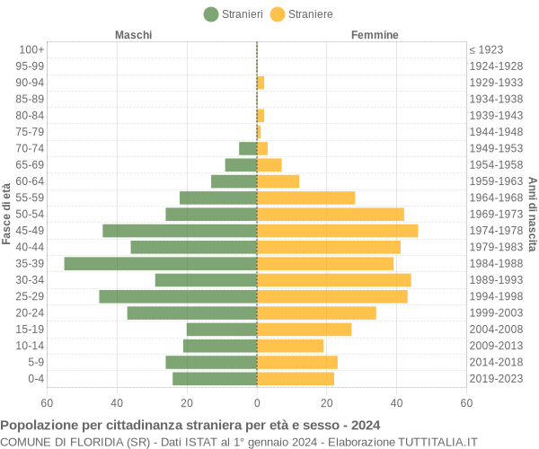 Grafico cittadini stranieri - Floridia 2024