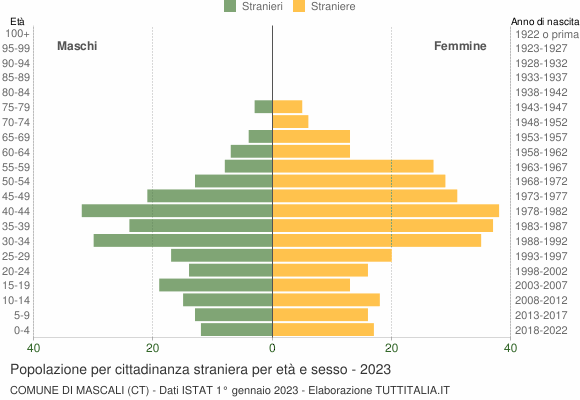 Grafico cittadini stranieri - Mascali 2023