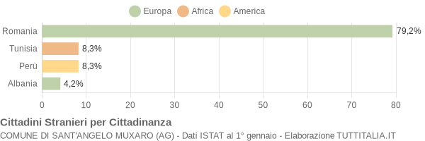 Grafico cittadinanza stranieri - Sant'Angelo Muxaro 2008