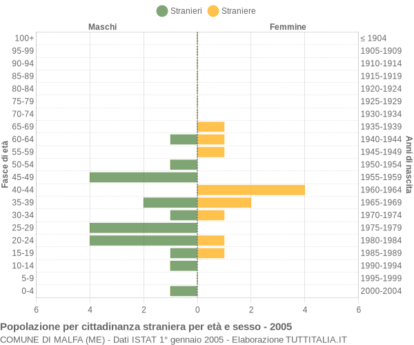 Grafico cittadini stranieri - Malfa 2005