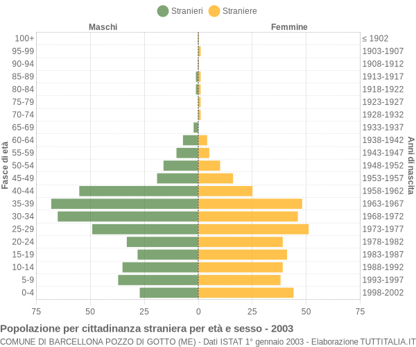 Grafico cittadini stranieri - Barcellona Pozzo di Gotto 2003
