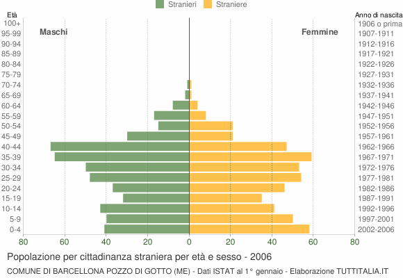 Grafico cittadini stranieri - Barcellona Pozzo di Gotto 2006