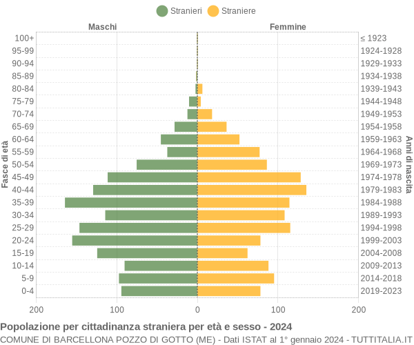 Grafico cittadini stranieri - Barcellona Pozzo di Gotto 2024