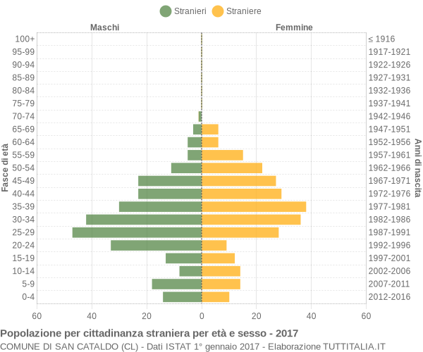 Grafico cittadini stranieri - San Cataldo 2017