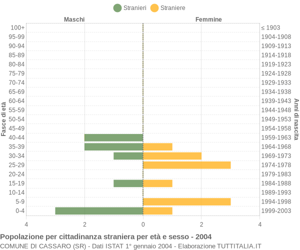 Grafico cittadini stranieri - Cassaro 2004