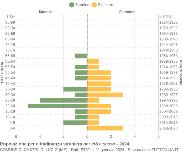 Grafico cittadini stranieri - Castel di Lucio 2024