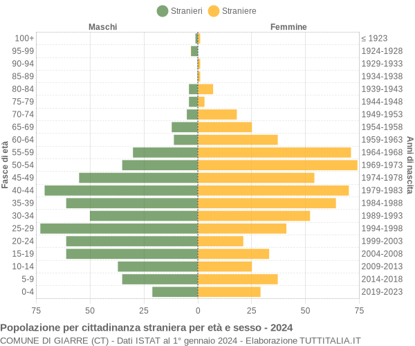 Grafico cittadini stranieri - Giarre 2024