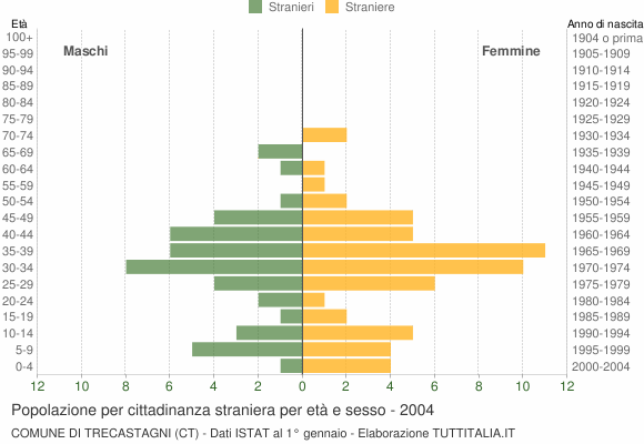 Grafico cittadini stranieri - Trecastagni 2004