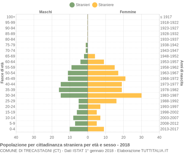 Grafico cittadini stranieri - Trecastagni 2018