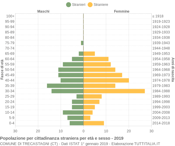 Grafico cittadini stranieri - Trecastagni 2019