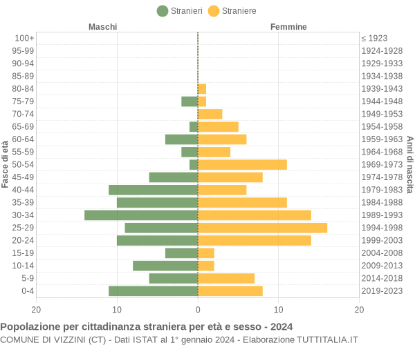 Grafico cittadini stranieri - Vizzini 2024