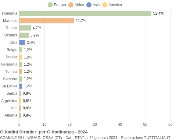 Grafico cittadinanza stranieri - Linguaglossa 2024