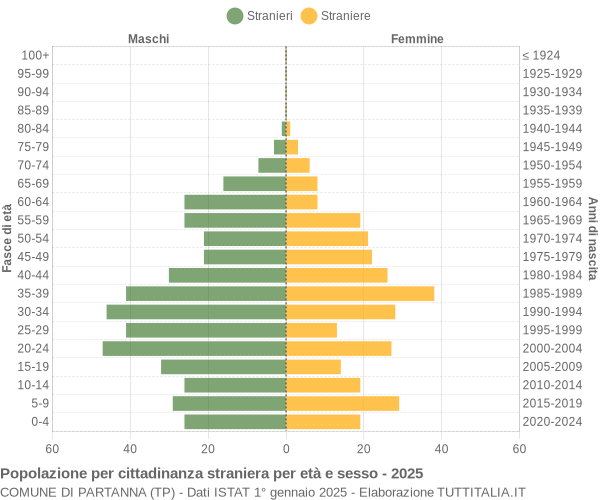 Grafico cittadini stranieri - Partanna 2025