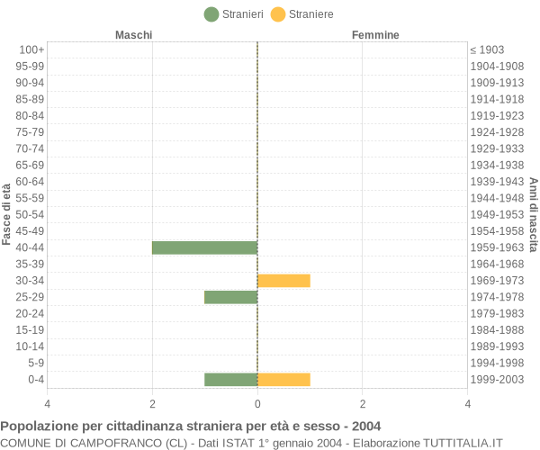 Grafico cittadini stranieri - Campofranco 2004