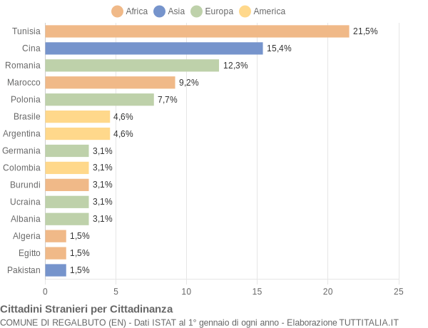 Grafico cittadinanza stranieri - Regalbuto 2006