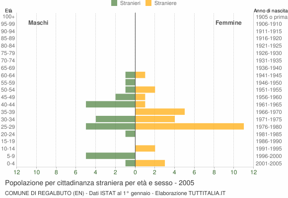 Grafico cittadini stranieri - Regalbuto 2005