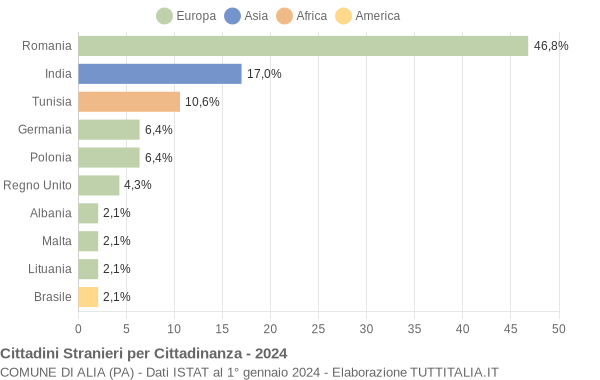 Grafico cittadinanza stranieri - Alia 2024