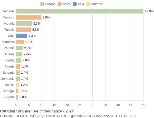 Grafico cittadinanza stranieri - Paternò 2024