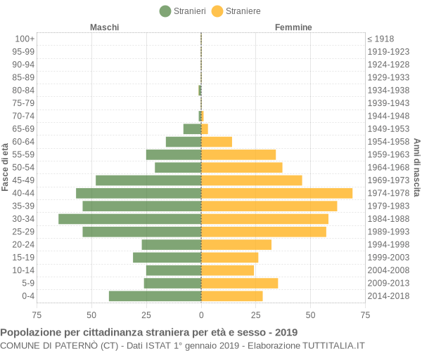 Grafico cittadini stranieri - Paternò 2019