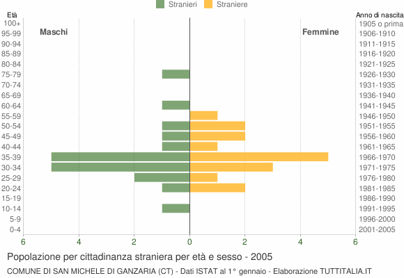 Grafico cittadini stranieri - San Michele di Ganzaria 2005