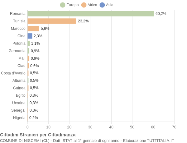 Grafico cittadinanza stranieri - Niscemi 2022