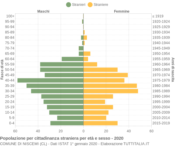 Grafico cittadini stranieri - Niscemi 2020