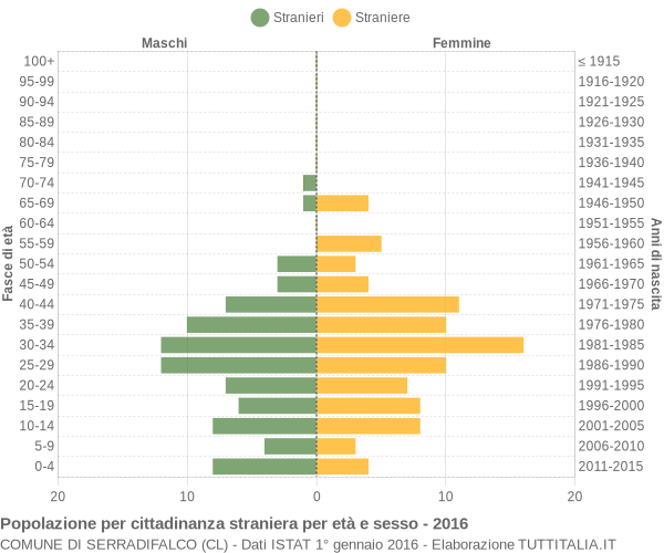 Grafico cittadini stranieri - Serradifalco 2016