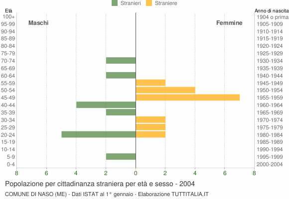Grafico cittadini stranieri - Naso 2004