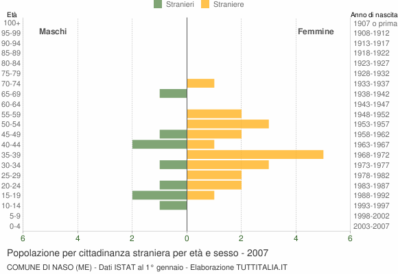 Grafico cittadini stranieri - Naso 2007