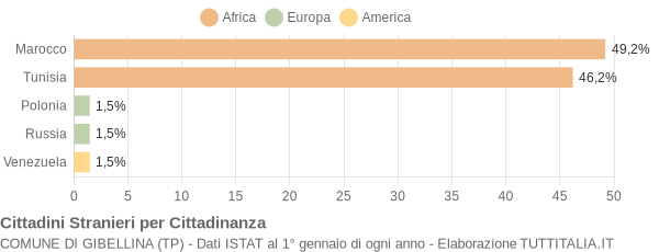 Grafico cittadinanza stranieri - Gibellina 2005