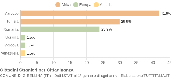 Grafico cittadinanza stranieri - Gibellina 2009