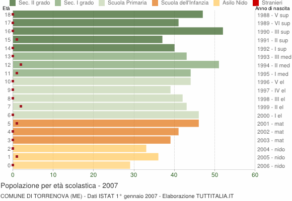 Grafico Popolazione in età scolastica - Torrenova 2007