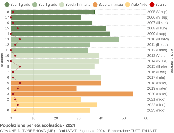 Grafico Popolazione in età scolastica - Torrenova 2024