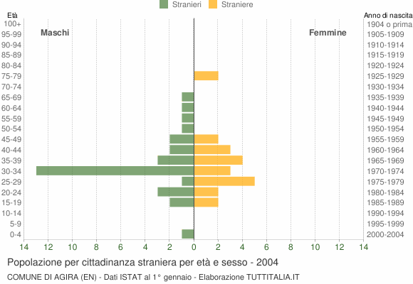 Grafico cittadini stranieri - Agira 2004
