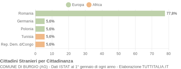 Grafico cittadinanza stranieri - Burgio 2008