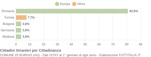 Grafico cittadinanza stranieri - Burgio 2009