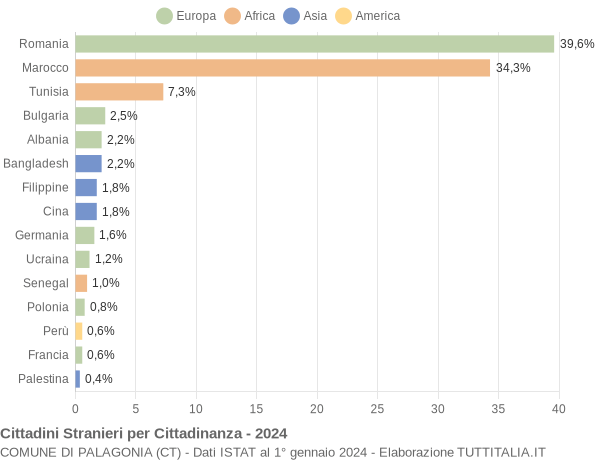 Grafico cittadinanza stranieri - Palagonia 2024