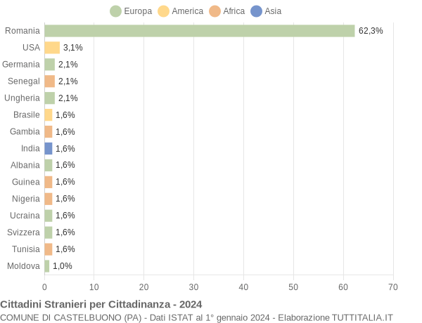 Grafico cittadinanza stranieri - Castelbuono 2024