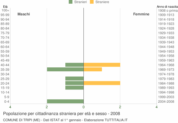 Grafico cittadini stranieri - Tripi 2008