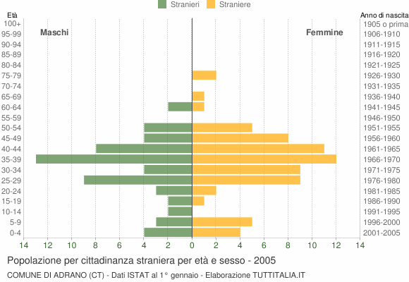 Grafico cittadini stranieri - Adrano 2005