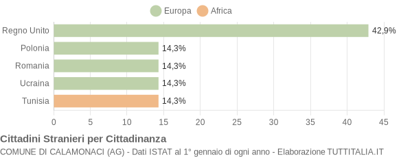 Grafico cittadinanza stranieri - Calamonaci 2005