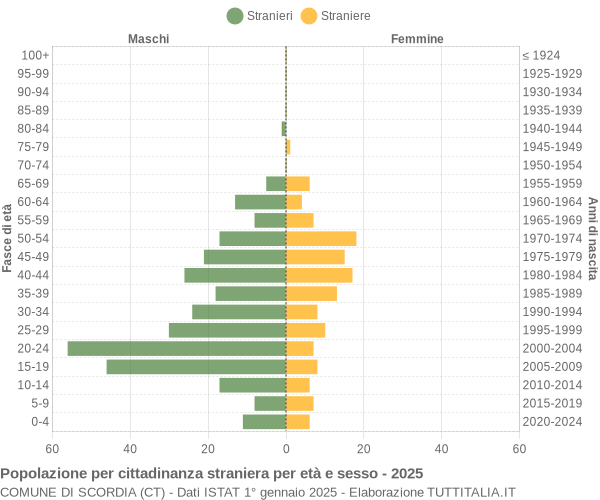 Grafico cittadini stranieri - Scordia 2025