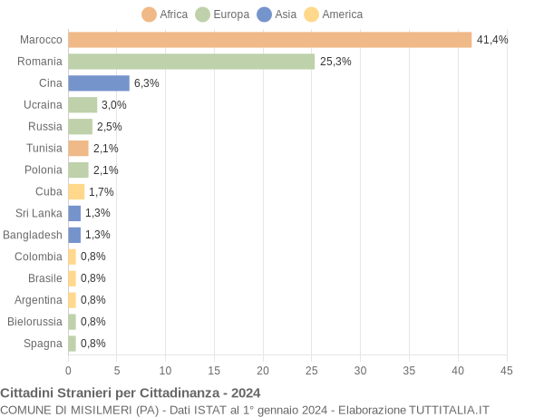 Grafico cittadinanza stranieri - Misilmeri 2024