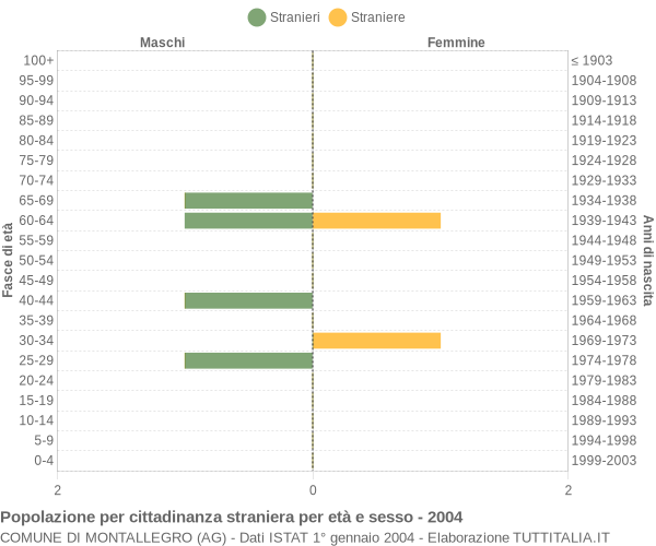 Grafico cittadini stranieri - Montallegro 2004