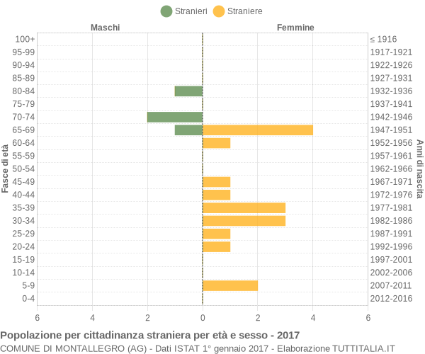 Grafico cittadini stranieri - Montallegro 2017